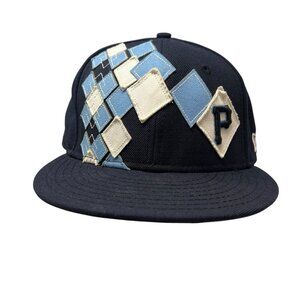 Pittsburgh Pirates Argyle New Era Fitted MLB Baseball Hat Cap 7 1/4 100% Wool